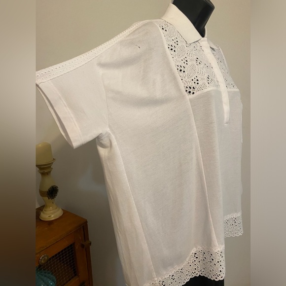 ✨3 for $30 Kooples SPORT Piquet Jersey & Lace Top. Color: White. Size: XS/S - Picture 6 of 11